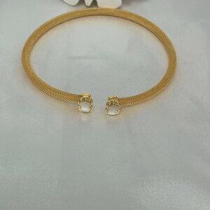 Fine gold-colored IP Steel Mesh Color Bracelet with Howlite